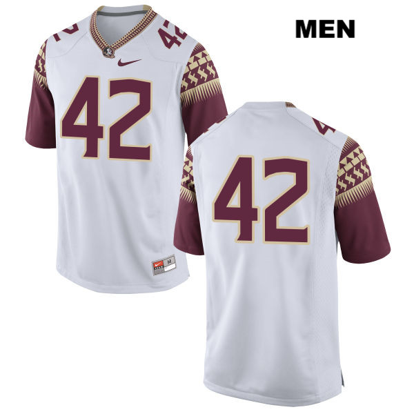 Men's NCAA Nike Florida State Seminoles #42 Richard Garzola College No Name White Stitched Authentic Football Jersey ZAN8469RC